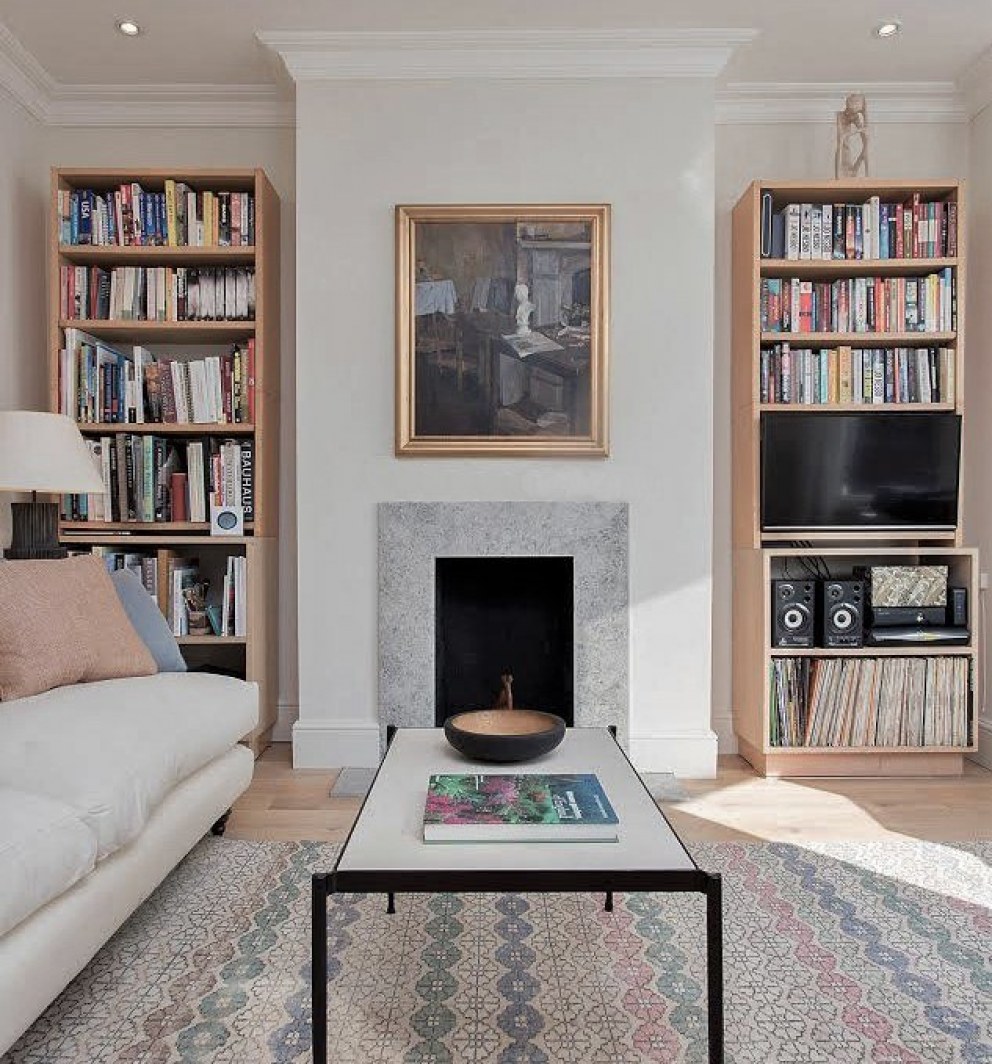 East London Flat | Fireplace and Bookcases | Interior Designers
